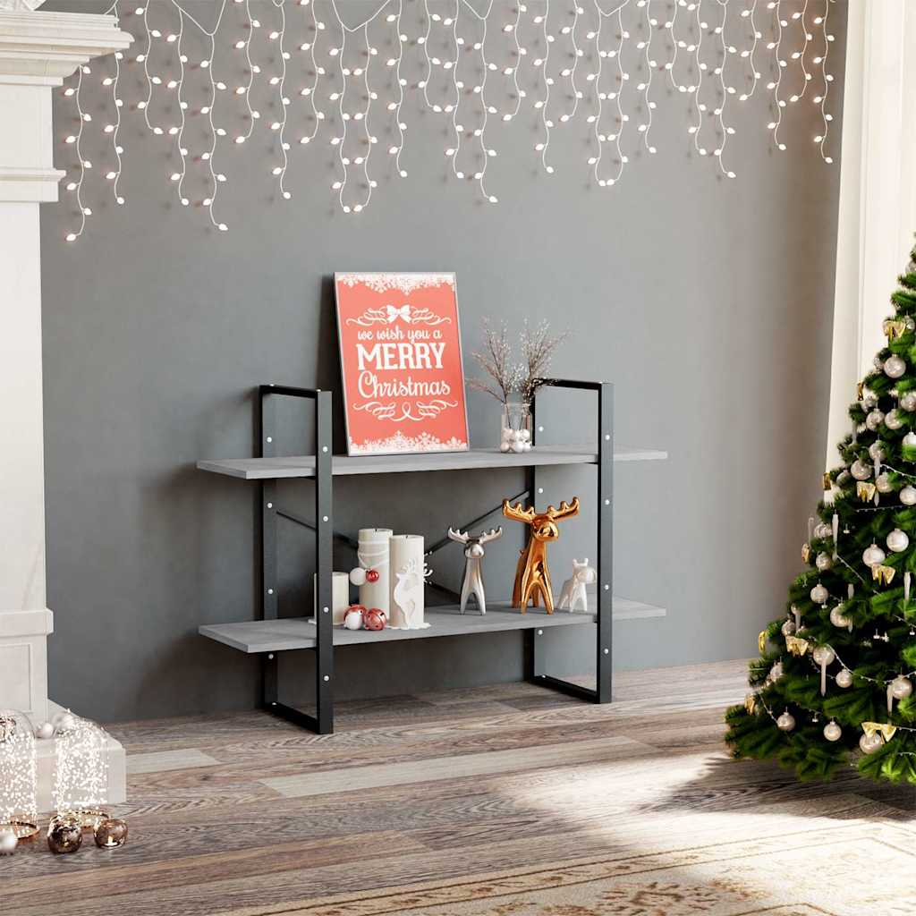 806471 vidaXL 2-Tier Book Cabinet Concrete Grey 100x30x70 cm Engineered Wood