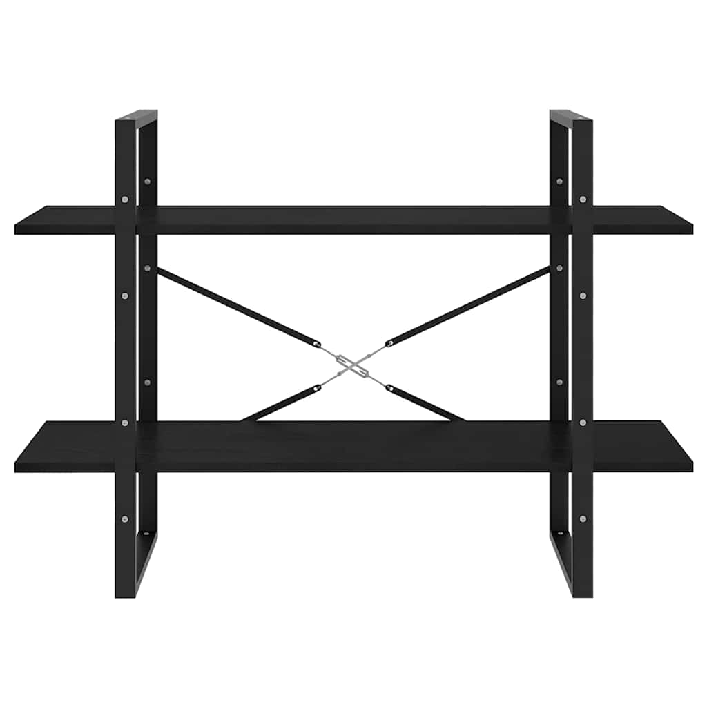 vidaXL 2-Tier Book Cabinet Black 100x30x70 cm Solid Wood Pine