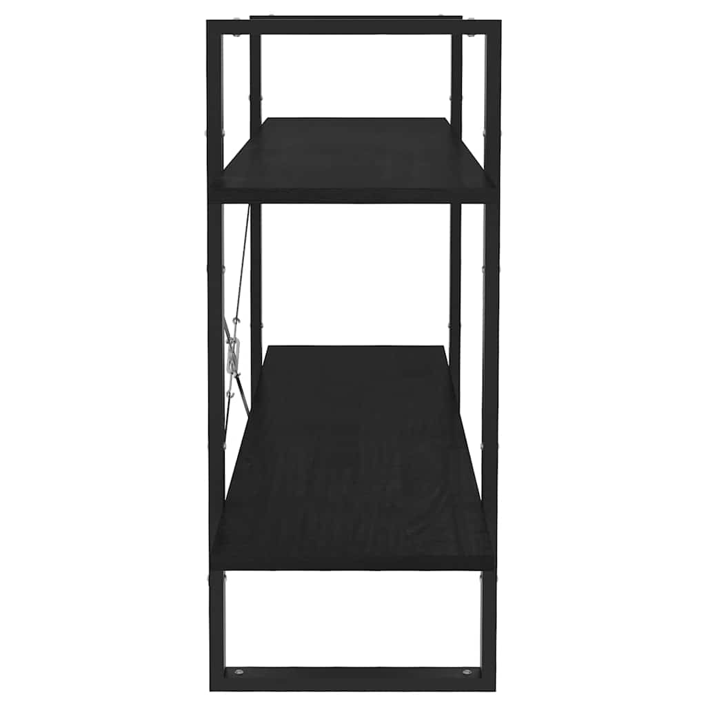 vidaXL 2-Tier Book Cabinet Black 100x30x70 cm Solid Wood Pine