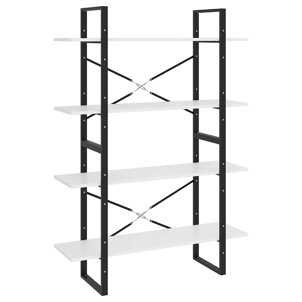 806477 vidaXL 4-Tier Book Cabinet White 100x30x140 cm Engineered Wood
