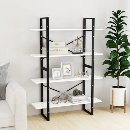 806477 vidaXL 4-Tier Book Cabinet White 100x30x140 cm Engineered Wood