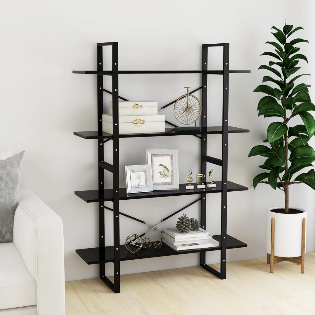 vidaXL Book Cabinet | Black | Engineered wood, Metal | 100x30x140 cm