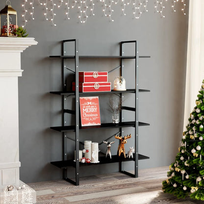 vidaXL Book Cabinet | Black | Engineered wood, Metal | 100x30x140 cm