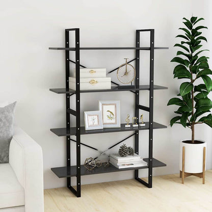 806479 vidaXL 4-Tier Book Cabinet Grey 100x30x140 cm Engineered Wood