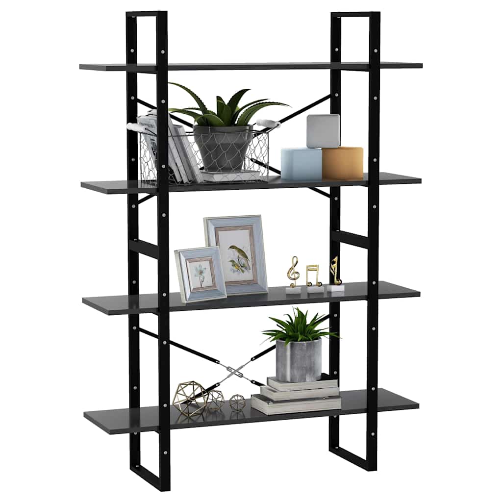 806479 vidaXL 4-Tier Book Cabinet Grey 100x30x140 cm Engineered Wood