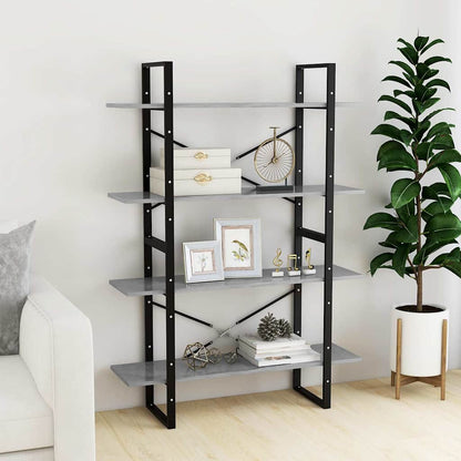 806481 vidaXL 4-Tier Book Cabinet Concrete Grey 100x30x140 cm Engineered Wood