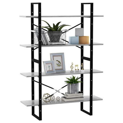 806481 vidaXL 4-Tier Book Cabinet Concrete Grey 100x30x140 cm Engineered Wood