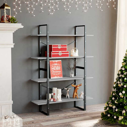 806481 vidaXL 4-Tier Book Cabinet Concrete Grey 100x30x140 cm Engineered Wood