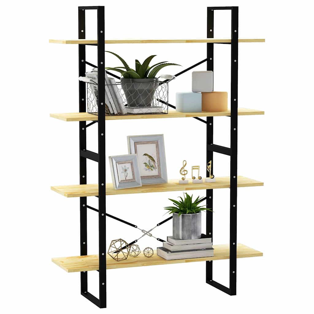 vidaXL 4-Tier Book Cabinet 100x30x140 cm Solid Wood Pine