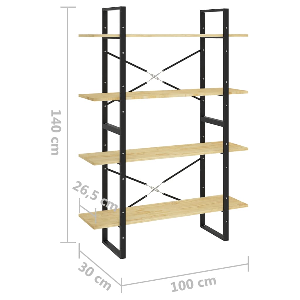 vidaXL 4-Tier Book Cabinet 100x30x140 cm Solid Pine Wood