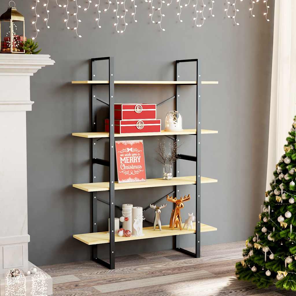 vidaXL 4-Tier Book Cabinet 100x30x140 cm Solid Wood Pine