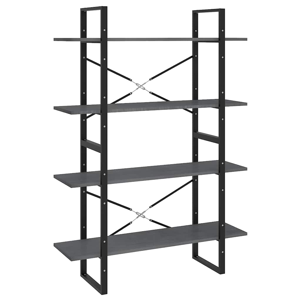 vidaXL 4-Tier Book Cabinet Grey 100x30x140 cm Solid Wood Pine