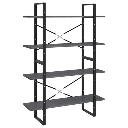 vidaXL 4-Tier Book Cabinet Grey 100x30x140 cm Solid Wood Pine