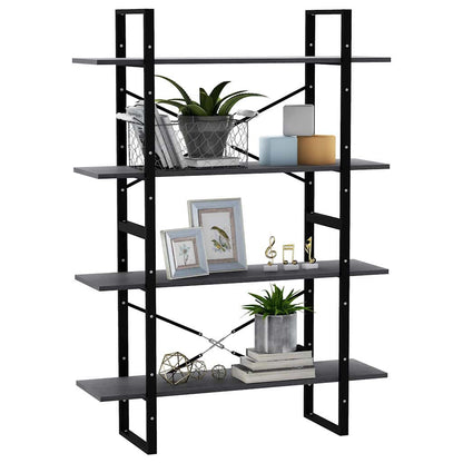 vidaXL 4-Tier Book Cabinet Grey 100x30x140 cm Solid Wood Pine