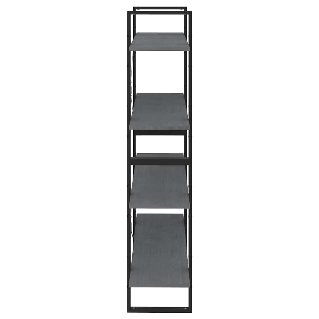 vidaXL 4-Tier Book Cabinet Grey 100x30x140 cm Solid Wood Pine