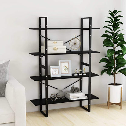 vidaXL 4-Tier Book Cabinet Black 100x30x140 cm Solid Wood Pine