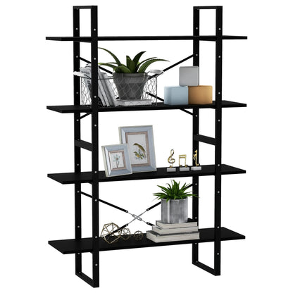 vidaXL 4-Tier Book Cabinet Black 100x30x140 cm Solid Pine Wood