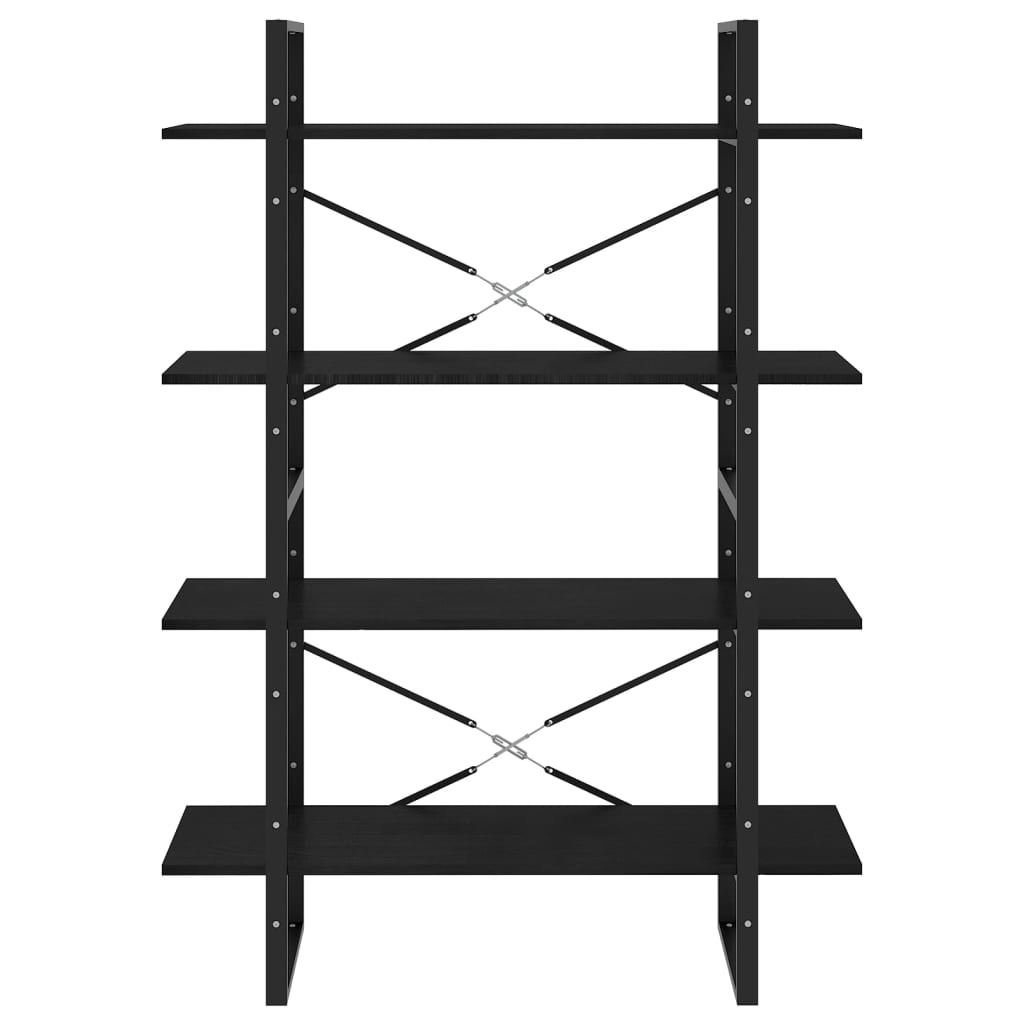 vidaXL 4-Tier Book Cabinet Black 100x30x140 cm Solid Pine Wood