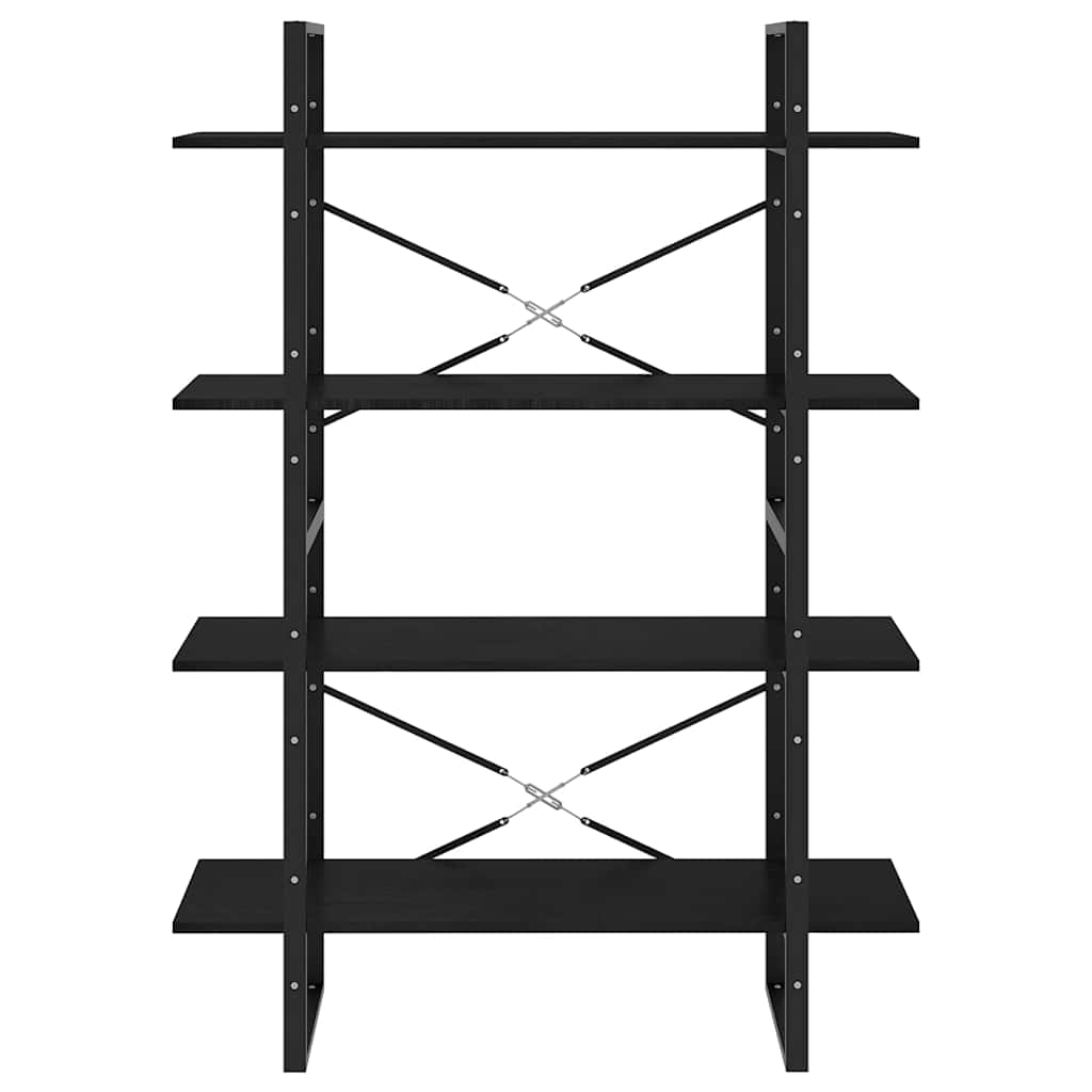 vidaXL 4-Tier Book Cabinet Black 100x30x140 cm Solid Wood Pine