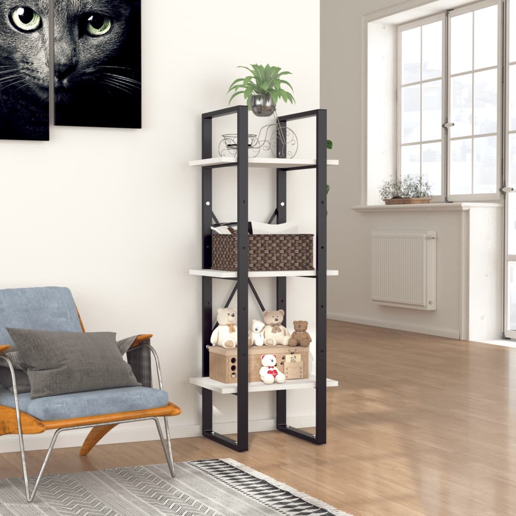 vidaXL 3-Tier Book Cabinet White 40x30x105 cm Engineered Wood