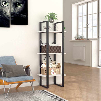 806487 vidaXL 3-Tier Book Cabinet White 40x30x105 cm Engineered Wood