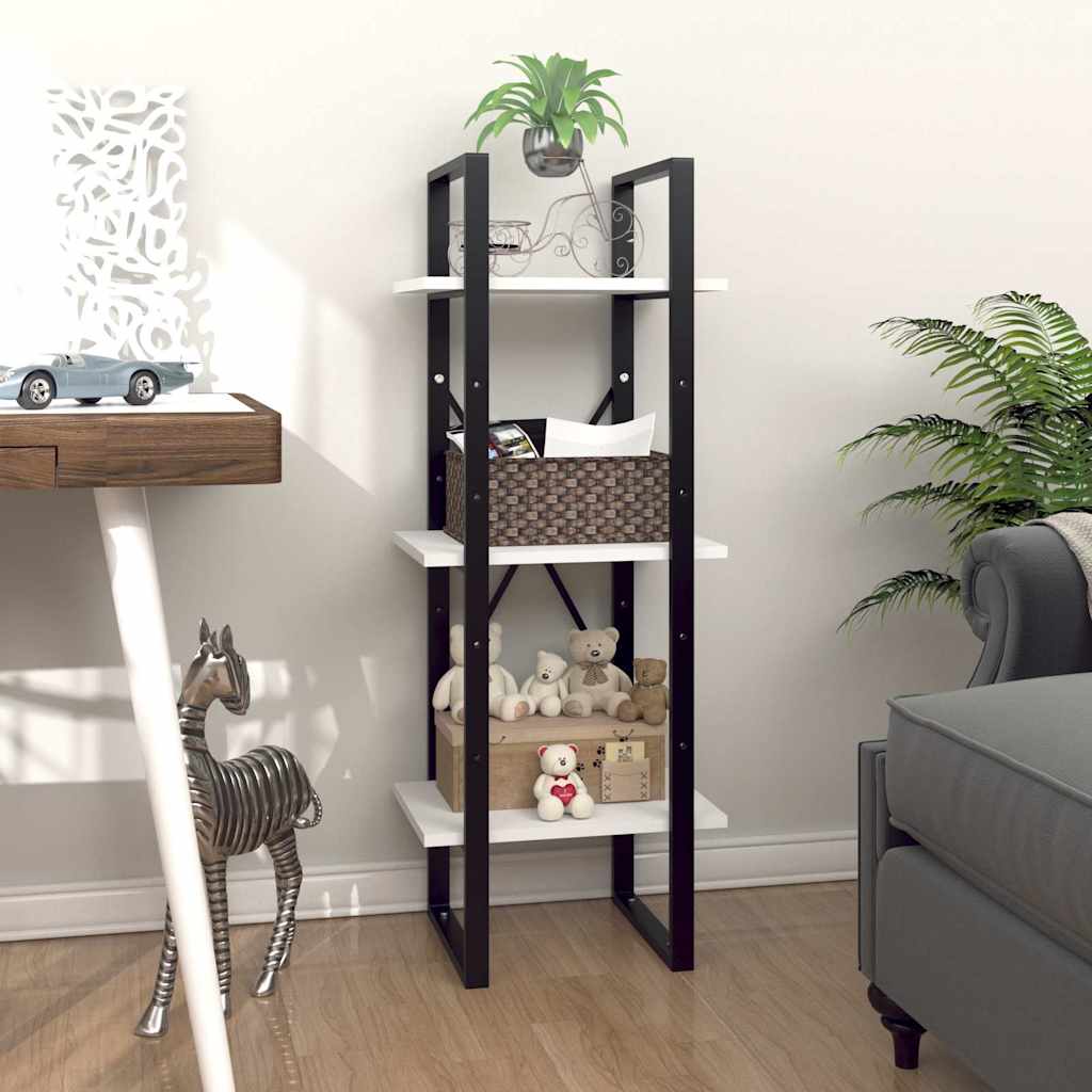 806487 vidaXL 3-Tier Book Cabinet White 40x30x105 cm Engineered Wood