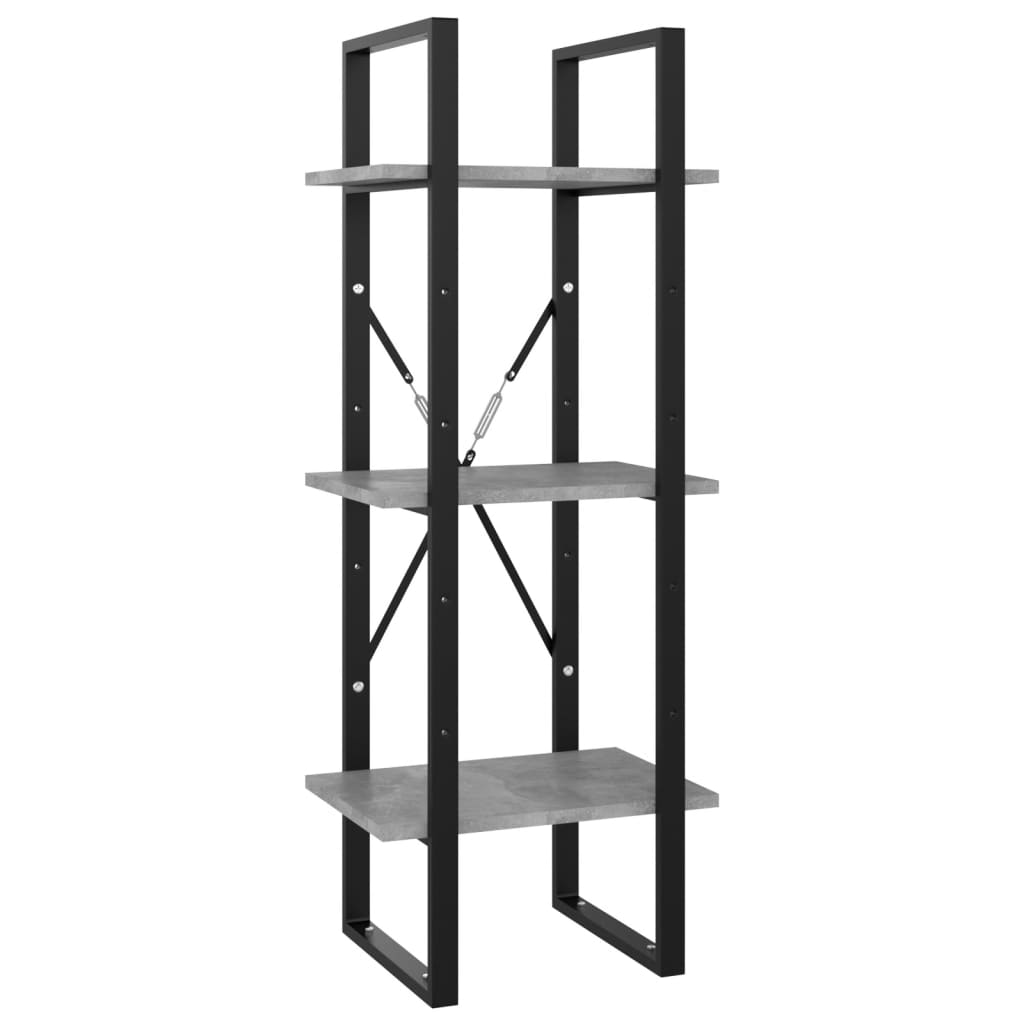 vidaXL 3-Tier Book Cabinet Concrete Grey 40x30x105 cm Engineered Wood