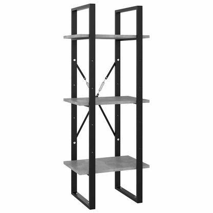 806491 vidaXL 3-Tier Book Cabinet Concrete Grey 40x30x105 cm Engineered Wood