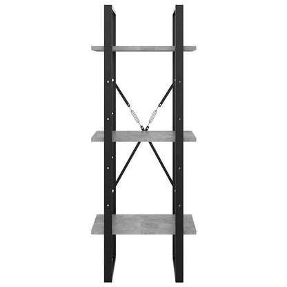806491 vidaXL 3-Tier Book Cabinet Concrete Grey 40x30x105 cm Engineered Wood