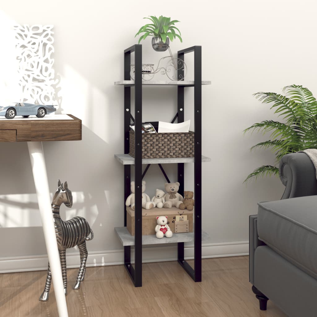 vidaXL 3-Tier Book Cabinet Concrete Grey 40x30x105 cm Engineered Wood