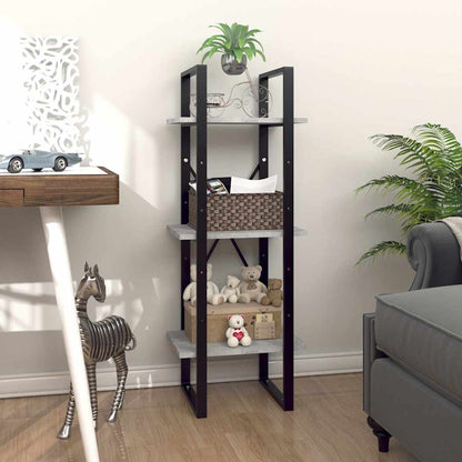 806491 vidaXL 3-Tier Book Cabinet Concrete Grey 40x30x105 cm Engineered Wood