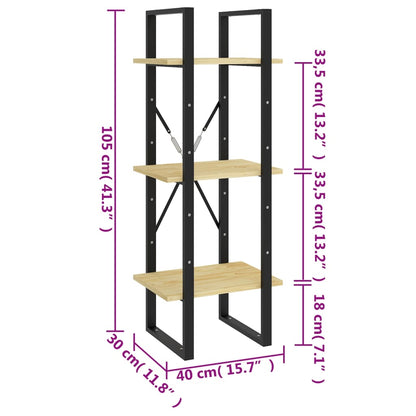 vidaXL 3-Tier Book Cabinet 40x30x105 cm Solid Pinewood