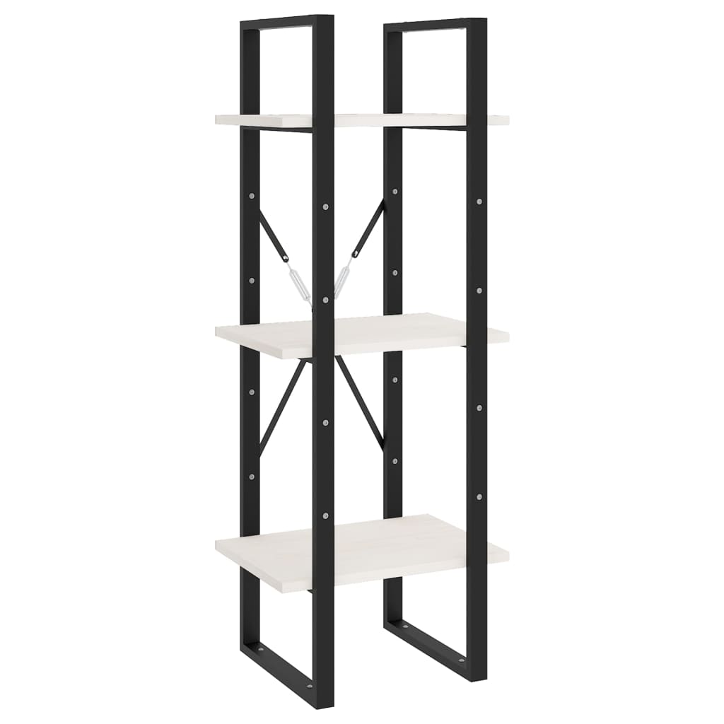 vidaXL 3-Tier Book Cabinet White 40x30x105 cm Solid Pinewood