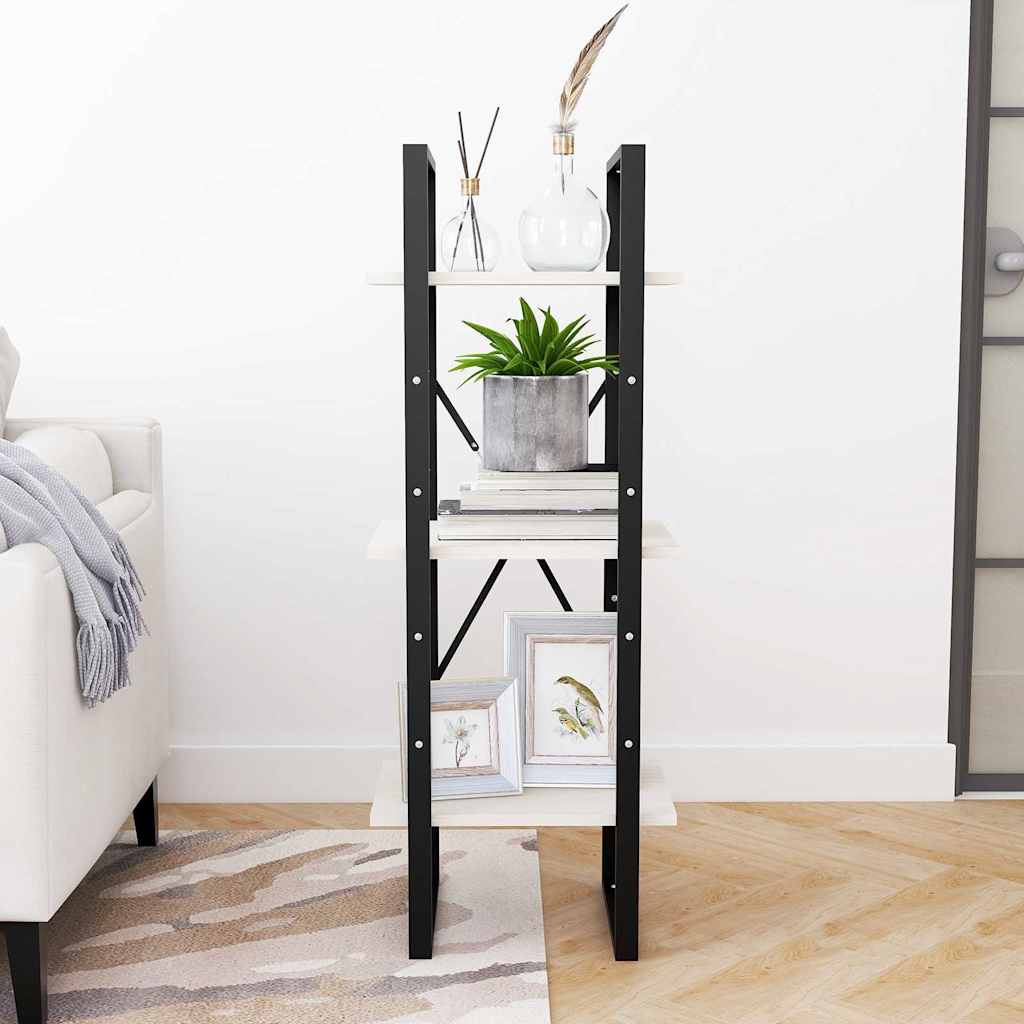 806493 vidaXL 3-Tier Book Cabinet White 40x30x105 cm Solid Wood Pine