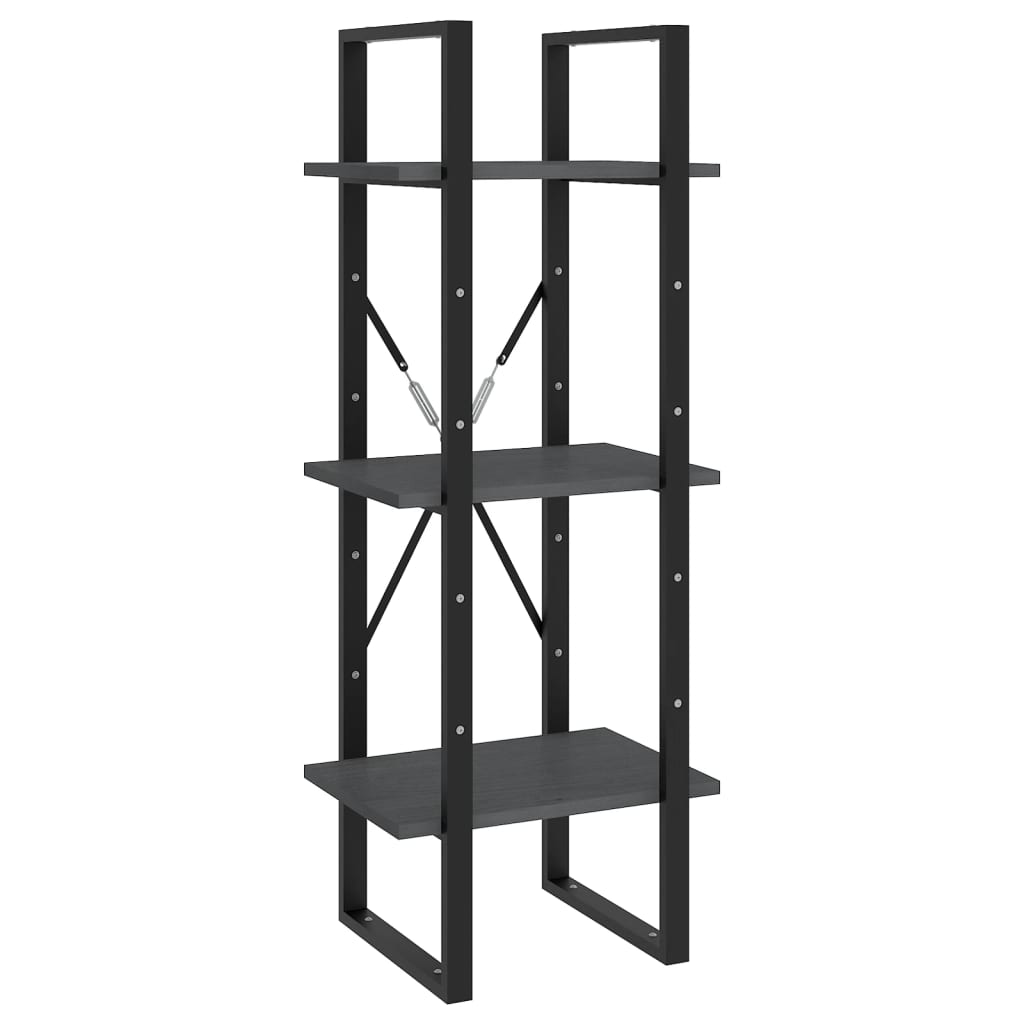 vidaXL 3-Tier Book Cabinet Grey 40x30x105 cm Solid Pinewood