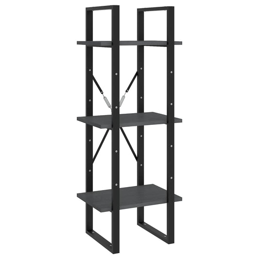 vidaXL 3-Tier Book Cabinet Grey 40x30x105 cm Solid Pinewood