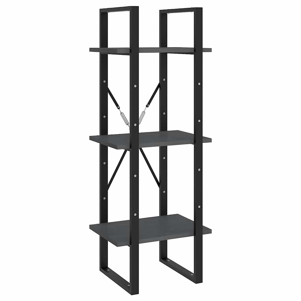 vidaXL 3-Tier Book Cabinet Grey 40x30x105 cm Solid Wood Pine