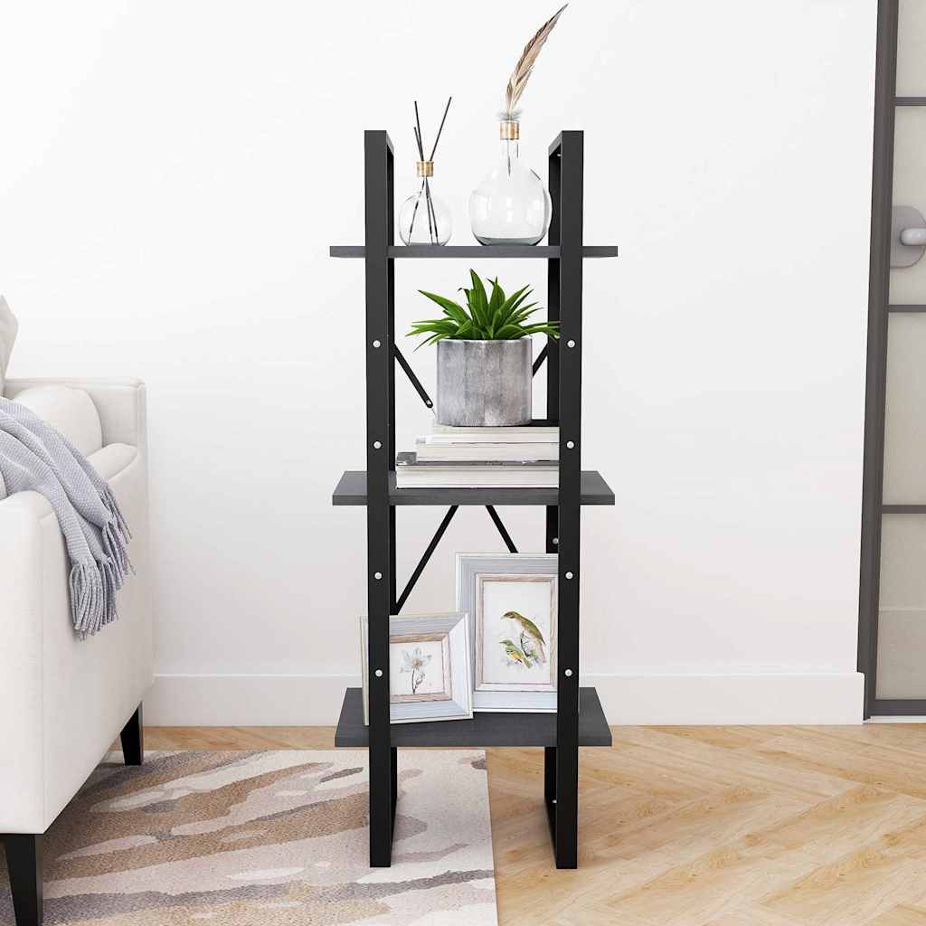 vidaXL 3-Tier Book Cabinet Grey 40x30x105 cm Solid Wood Pine