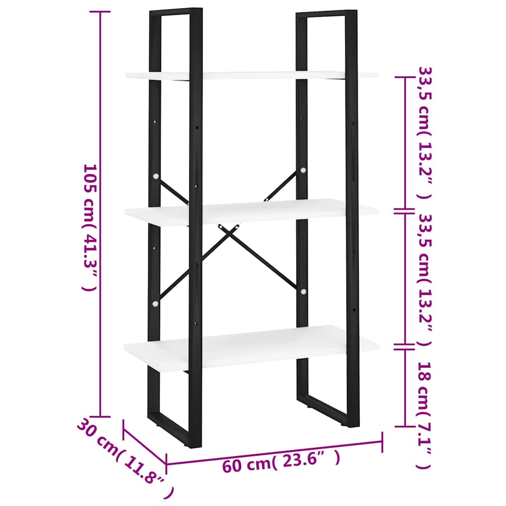 806507 vidaXL Storage Shelf White 60x30x105 cm Engineered Wood