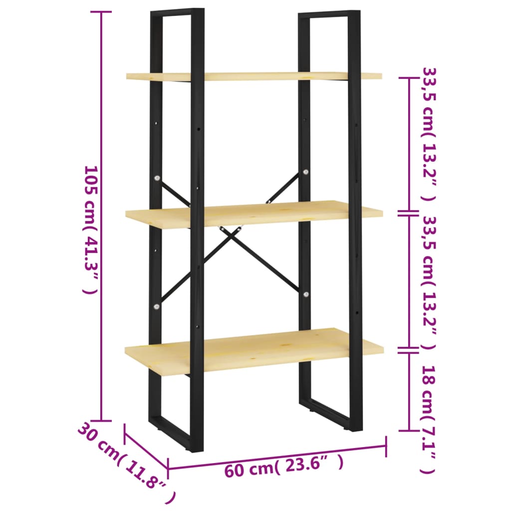 vidaXL Storage Shelf 60x30x105 cm Solid Pine Wood
