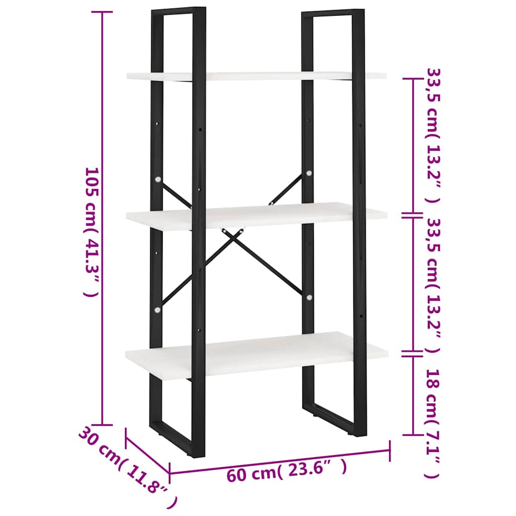 806513 vidaXL Storage Shelf White 60x30x105 cm Solid Wood Pine