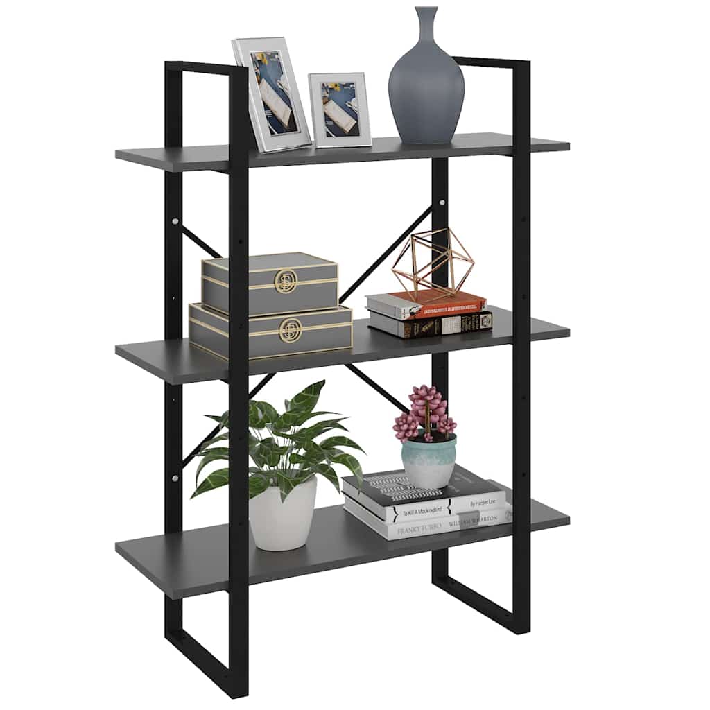 vidaXL Book Cabinet Grey 80x30x105 cm Engineered Wood