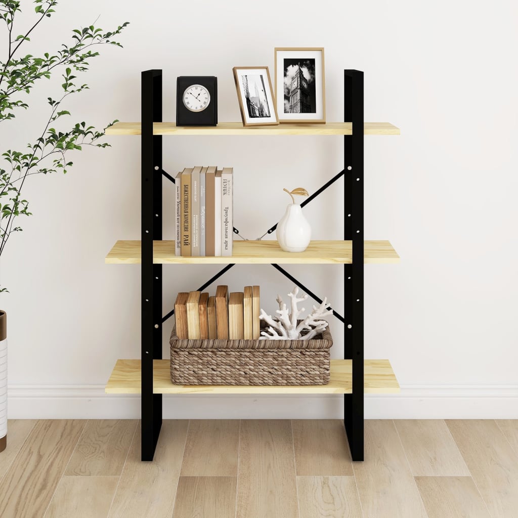 vidaXL 3-Tier Book Cabinet 80x30x105 cm Solid Pine Wood