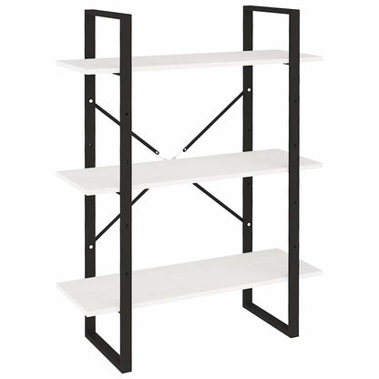 806533 vidaXL 3-Tier Book Cabinet White 80x30x105 cm Solid Wood Pine