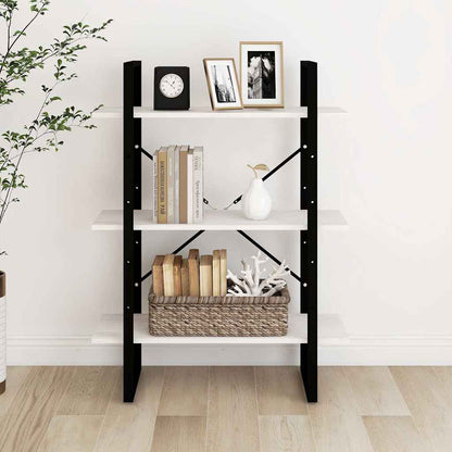 806533 vidaXL 3-Tier Book Cabinet White 80x30x105 cm Solid Wood Pine