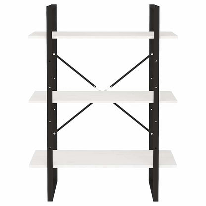 806533 vidaXL 3-Tier Book Cabinet White 80x30x105 cm Solid Wood Pine