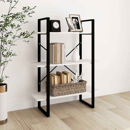 806533 vidaXL 3-Tier Book Cabinet White 80x30x105 cm Solid Wood Pine