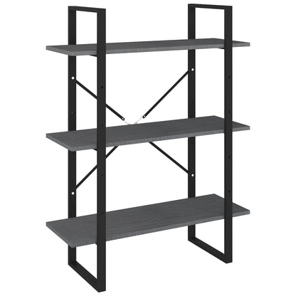 vidaXL 3-Tier Book Cabinet Grey 80x30x105 cm Solid Pine Wood