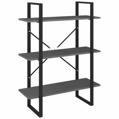 806534 vidaXL 3-Tier Book Cabinet Grey 80x30x105 cm Solid Wood Pine