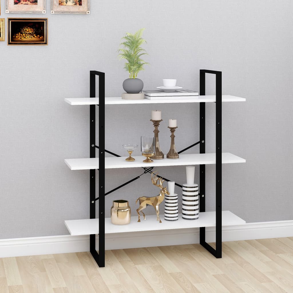 vidaXL Book Cabinet White 100x30x105 cm Engineered Wood